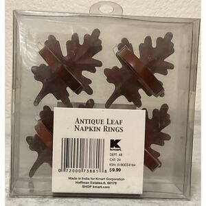 Essential Home Antique Leaf Napkin Ring Set 4 Fall Thansgiving Copper Rust Kmart